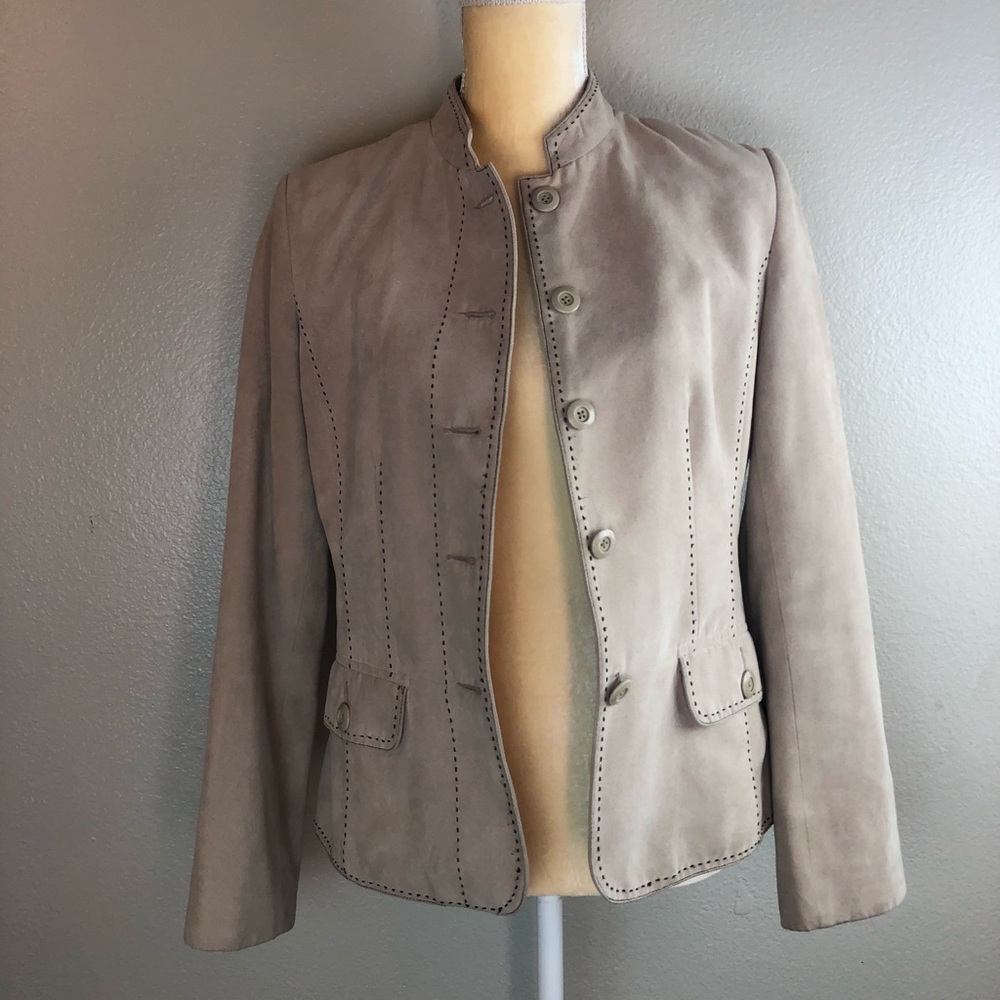 Dressbarn Tan Stitched Lined Jacket Small